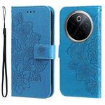Custodia in pelle goffrata con fiori a 7 petali per vivo Y300 Pro, Y28 4G