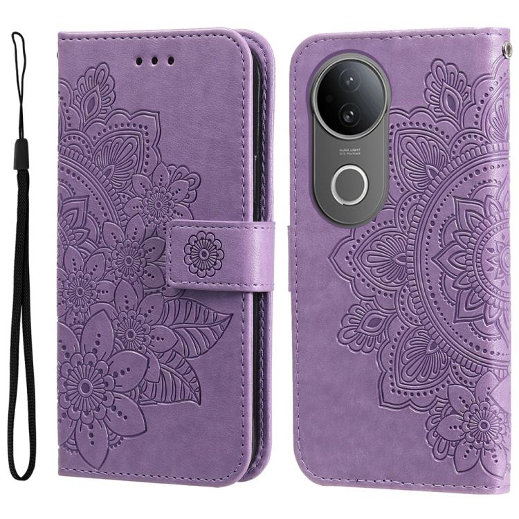 Custodia in pelle goffrata con fiori a 7 petali per vivo X200, X200 Pro mini