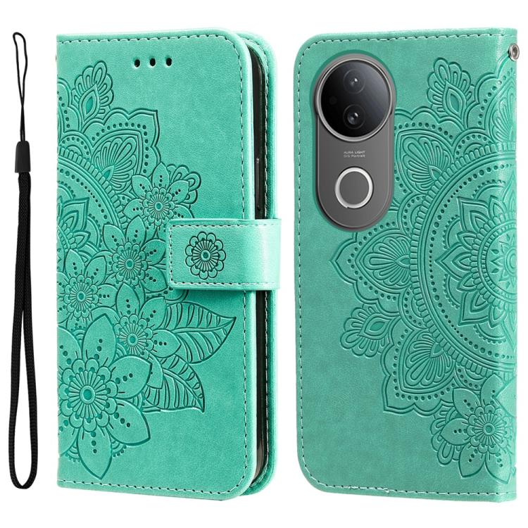 Custodia in pelle goffrata con fiori a 7 petali per vivo X200, X200 Pro mini