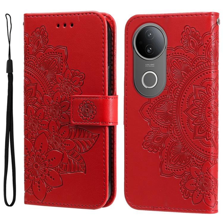 Custodia in pelle goffrata con fiori a 7 petali per vivo X200, X200 Pro mini