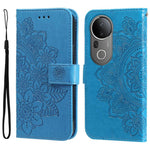 Custodia in pelle goffrata con fiori a 7 petali per vivo X200, X200 Pro mini