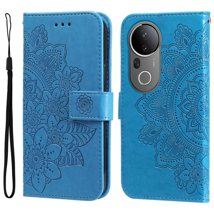 Custodia in pelle goffrata con fiori a 7 petali per vivo X200, X200 Pro mini