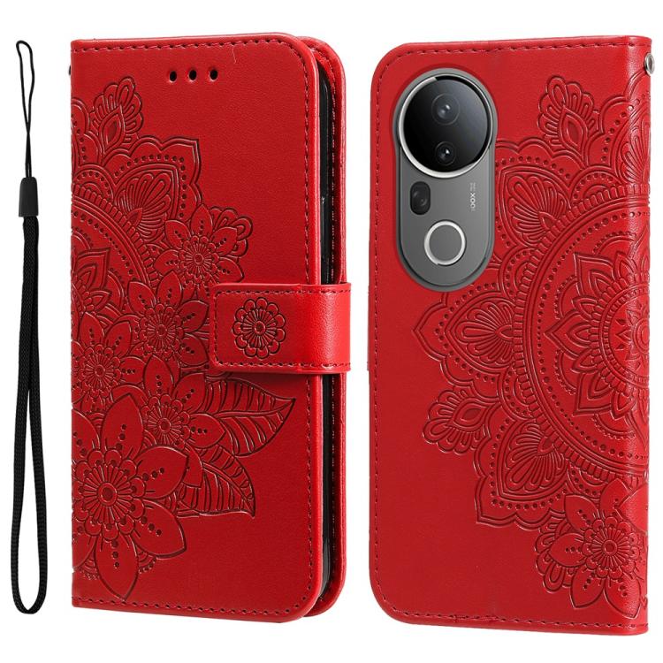 Custodia in pelle goffrata con fiori a 7 petali per vivo X200, X200 Pro mini