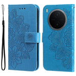 Custodia in pelle goffrata con fiori a 7 petali per vivo Y600 Pro 5G, Y21 5G