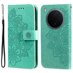 Custodia in pelle goffrata con fiori a 7 petali per vivo Y600 Pro 5G, Y21 5G