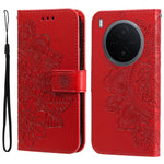 Custodia in pelle goffrata con fiori a 7 petali per vivo Y600 Pro 5G, Y21 5G