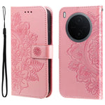 Custodia in pelle goffrata con fiori a 7 petali per vivo Y600 Pro 5G, Y21 5G