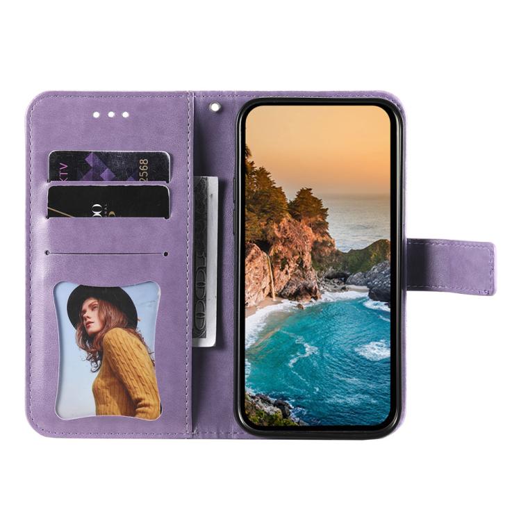 Custodia in pelle goffrata con fiori a 7 petali per vivo Y600 Pro 5G, Y21 5G