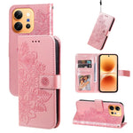 Custodia in pelle goffrata con fiori a 7 petali per vivo Y600 Pro 5G, Y21 5G