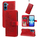 Custodia in pelle goffrata con fiori a 7 petali per vivo Y600 Pro 5G, Y21 5G