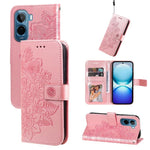 Custodia in pelle goffrata con fiori a 7 petali per vivo Y600 Pro 5G, Y21 5G