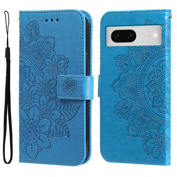 Custodia per telefono in pelle goffrata con fiori a 7 petali, For Google Pixel  7