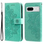 Custodia per telefono in pelle goffrata con fiori a 7 petali, For Google Pixel  7