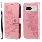 Custodia per telefono in pelle goffrata con fiori a 7 petali, For Google Pixel  7