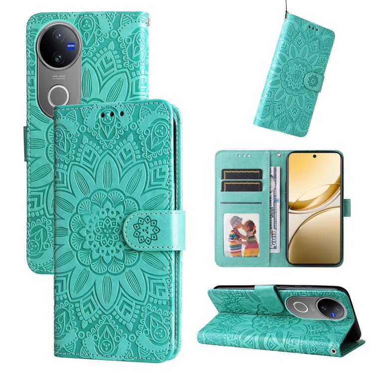 Custodia per telefono in pelle di girasole goffrata per vivo V50, S20, S20 Pro e