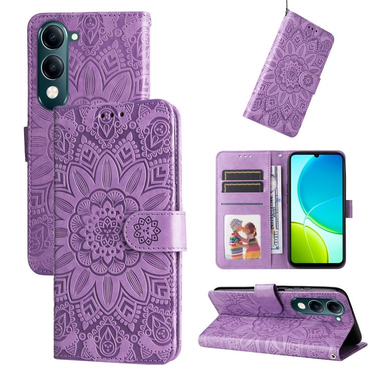 Custodia per telefono in pelle di girasole goffrata per vivo V50, S20, S20 Pro e