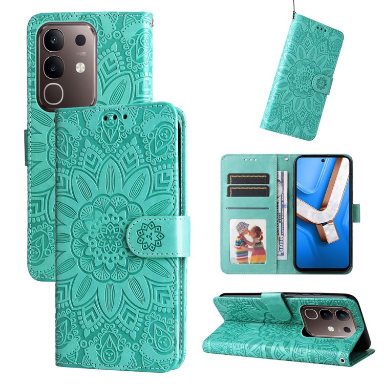 Custodia per telefono in pelle di girasole goffrata per vivo V50, S20, S20 Pro e