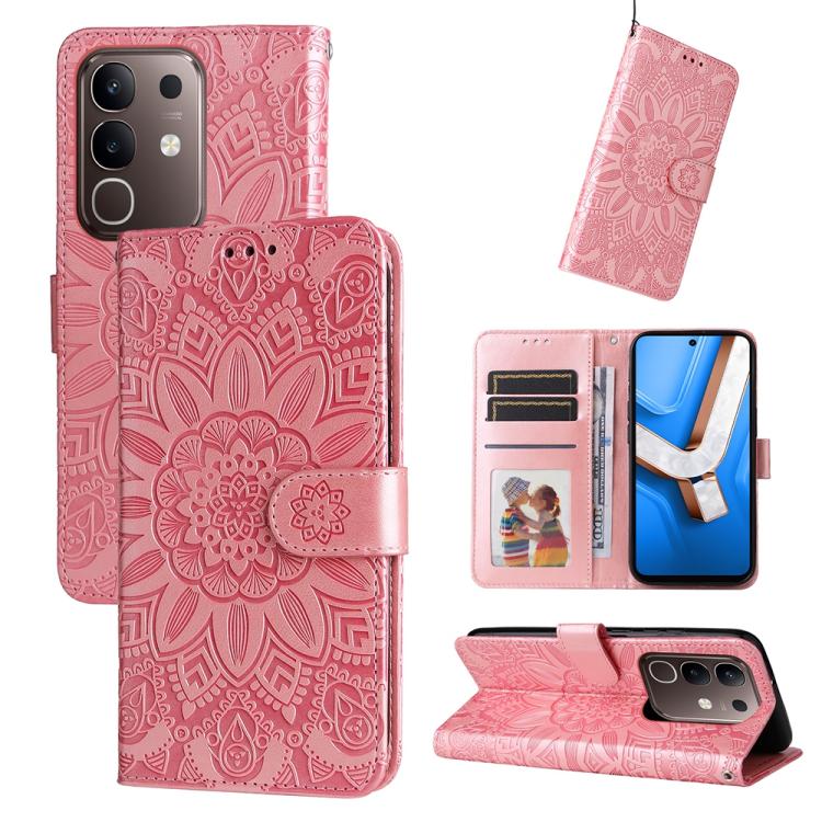 Custodia per telefono in pelle di girasole goffrata per vivo V50, S20, S20 Pro e