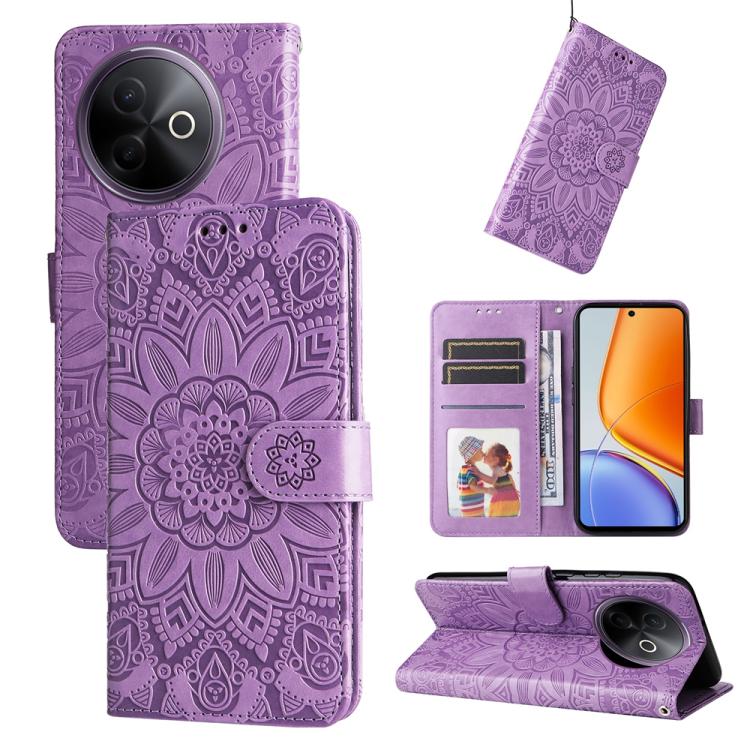 Custodia per telefono in pelle di girasole goffrata per vivo V50, S20, S20 Pro e