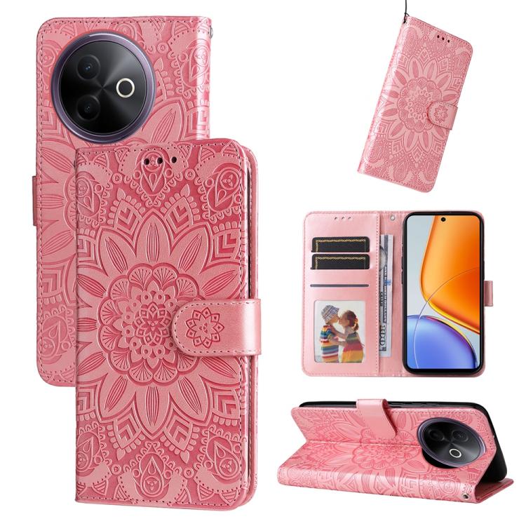 Custodia per telefono in pelle di girasole goffrata per vivo V50, S20, S20 Pro e