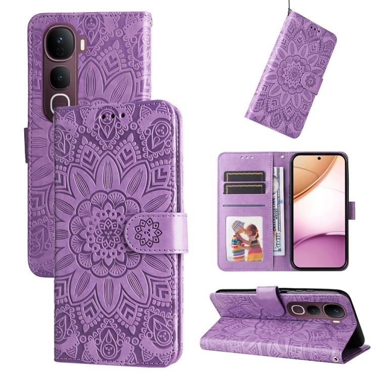 Custodia in pelle di girasole goffrata per vivo V50 Lite 4G/5G e modelli