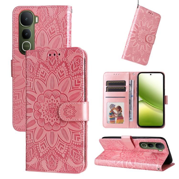Custodia in pelle di girasole goffrata per vivo V50 Lite 4G/5G e modelli