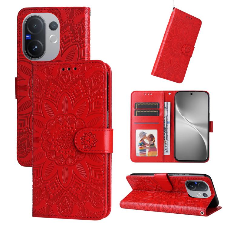 Custodia in pelle di girasole goffrata per vivo V50 Lite 4G/5G e modelli
