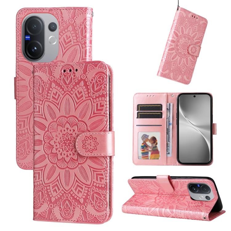 Custodia in pelle di girasole goffrata per vivo V50 Lite 4G/5G e modelli