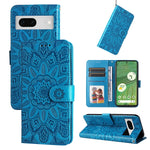 Custodia per telefono in pelle di girasole goffrata, For Google Pixel 7