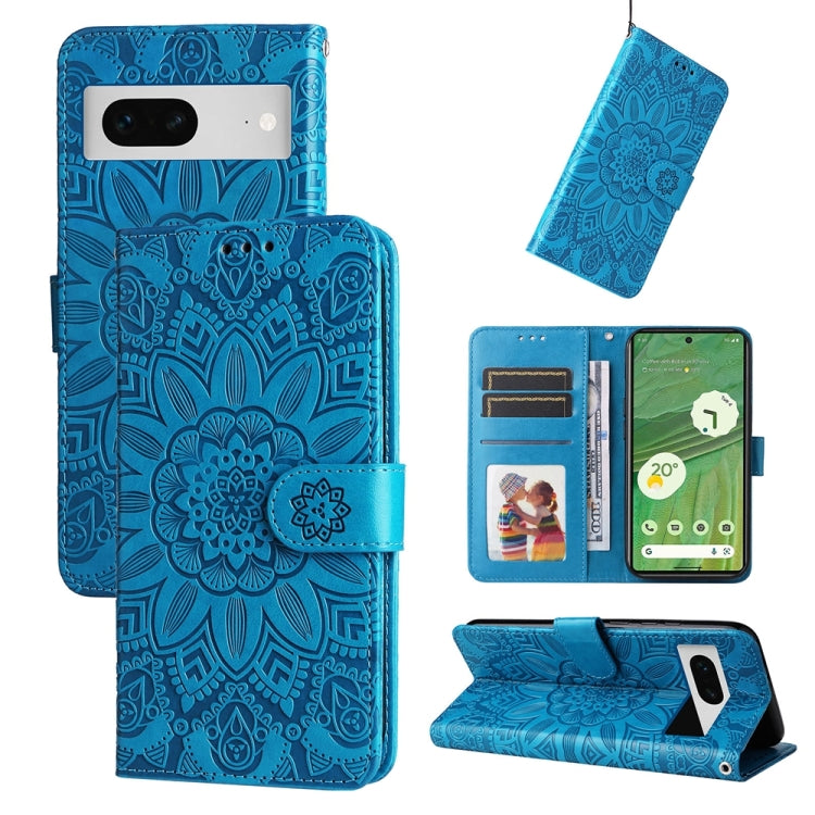 Custodia per telefono in pelle di girasole goffrata, For Google Pixel 7