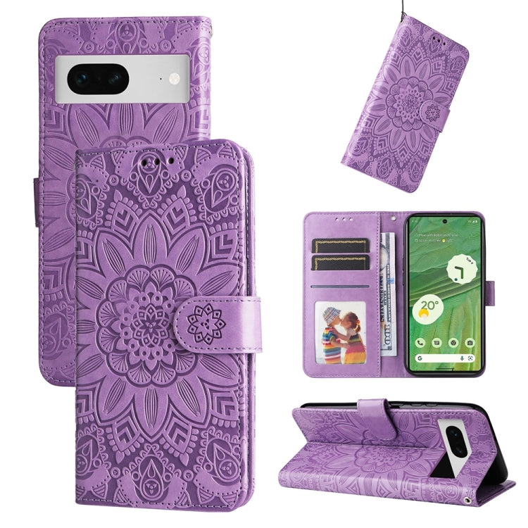 Custodia per telefono in pelle di girasole goffrata, For Google Pixel 7
