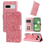 Custodia per telefono in pelle di girasole goffrata, For Google Pixel 7