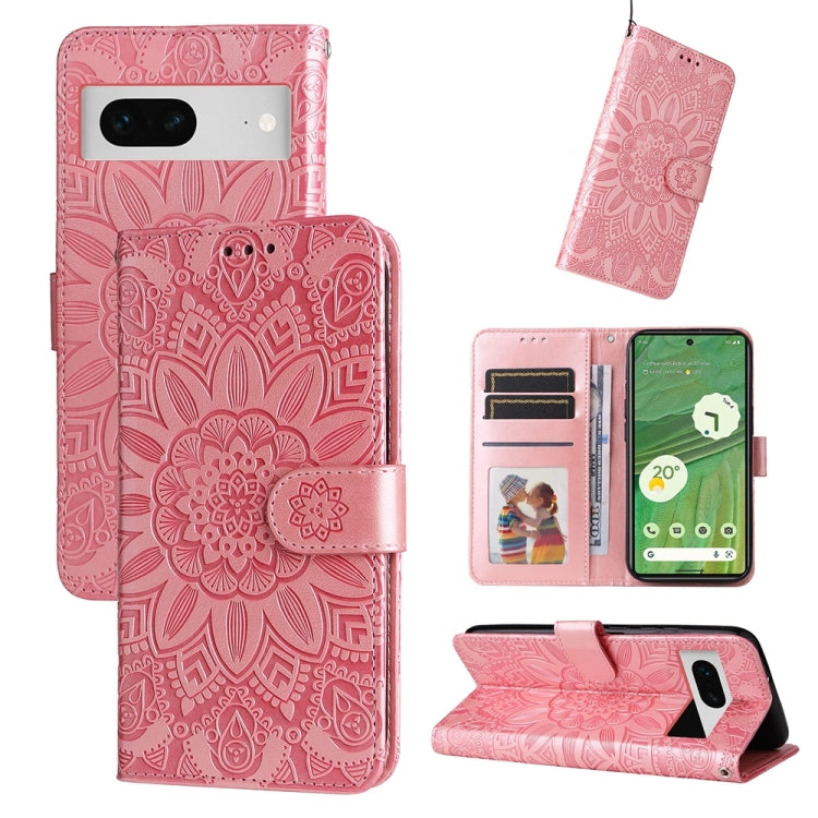 Custodia per telefono in pelle di girasole goffrata, For Google Pixel 7