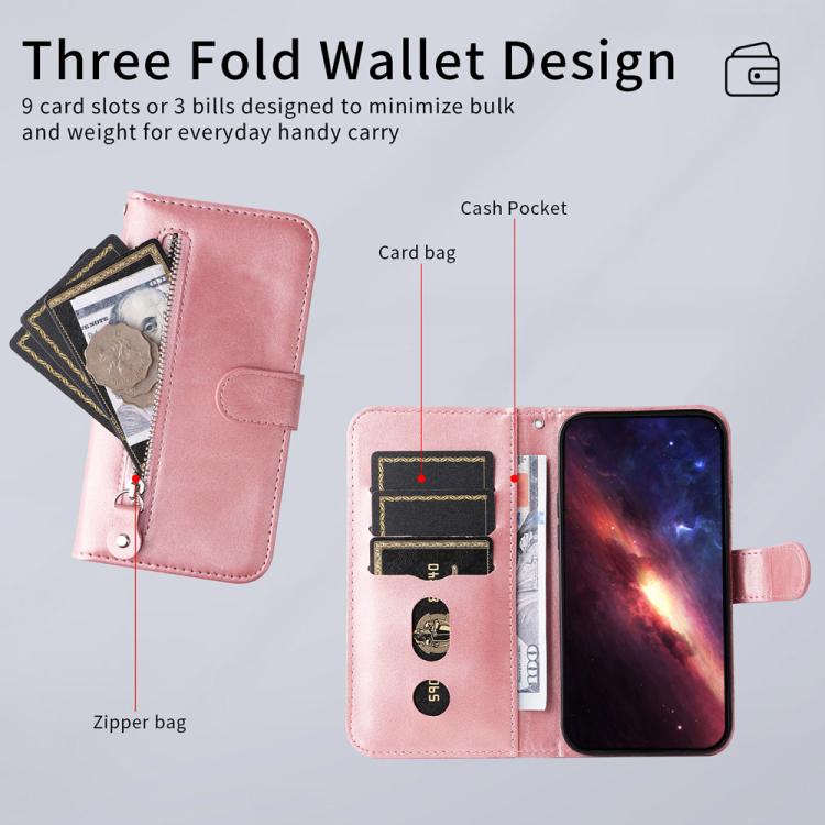 Custodia in pelle con cerniera per vivo Y600 Pro 5G, Y21 5G 2026 / vivo Y05 4G