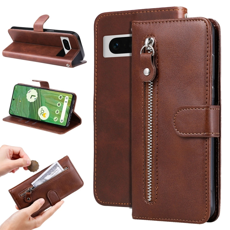 Custodia per telefono in pelle con cerniera in vitello alla moda, For Google Pixel 7
