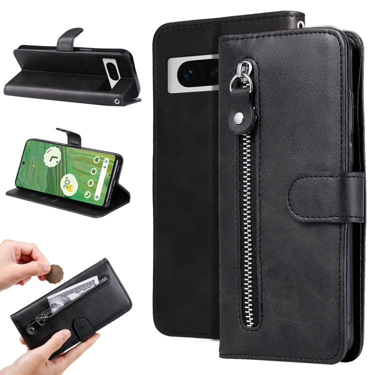 Custodia per telefono in pelle con cerniera in vitello alla moda, For Google Pixel 7