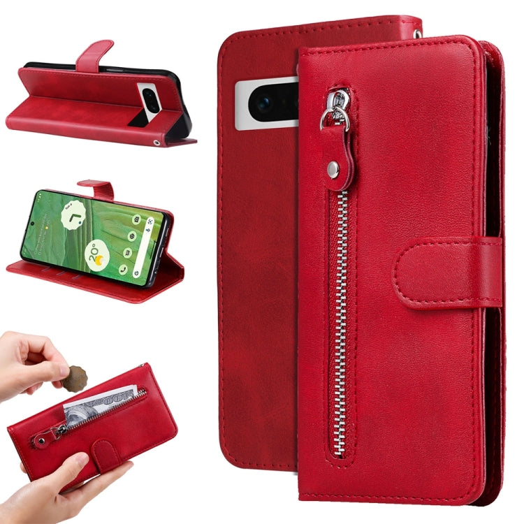 Custodia per telefono in pelle con cerniera in vitello alla moda, For Google Pixel 7