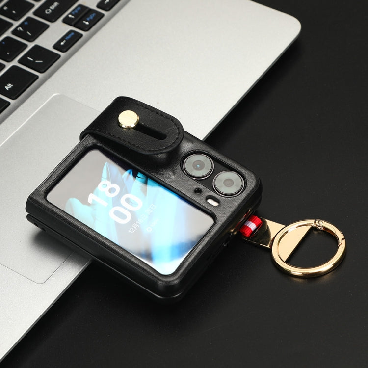 Custodia in pelle con cinturino per OPPO Find N2 Flip