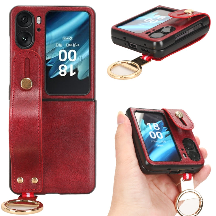 Custodia in pelle con cinturino per OPPO Find N2 Flip