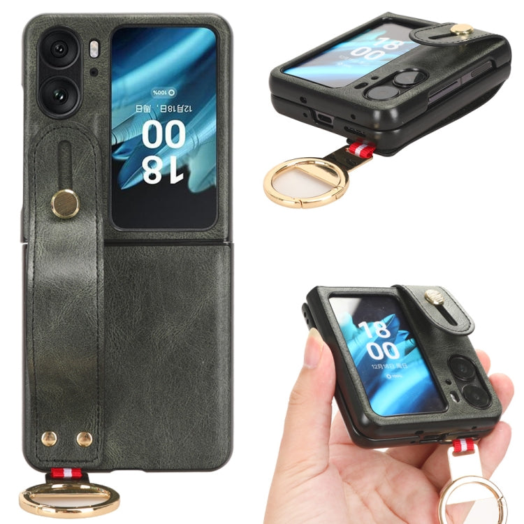 Custodia in pelle con cinturino per OPPO Find N2 Flip