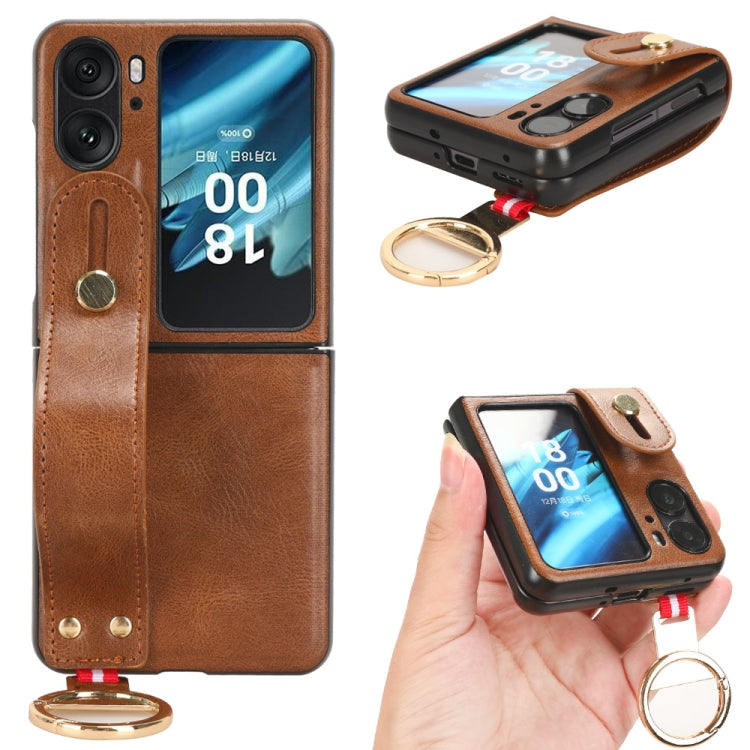 Custodia in pelle con cinturino per OPPO Find N2 Flip