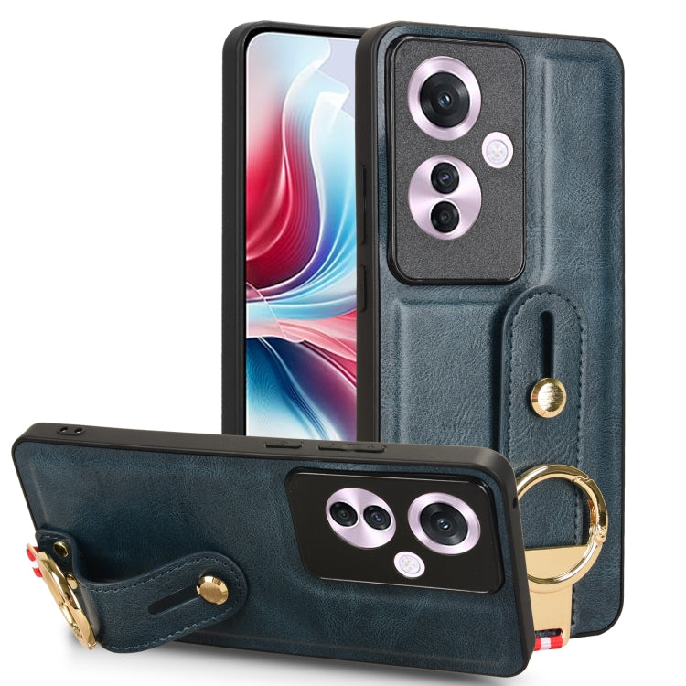 Custodia posteriore in pelle con cinturino per OPPO Reno12 F 5G, A3 Pro India