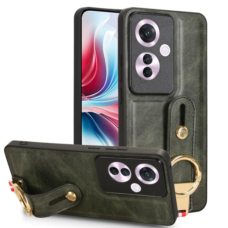 Custodia posteriore in pelle con cinturino per OPPO Reno12 F 5G, A3 Pro India