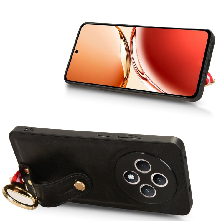 Custodia posteriore in pelle con cinturino per OPPO Reno12 F 5G, A3 Pro India