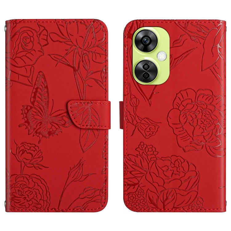 Custodia per cellulare in pelle goffrata con peonia a farfalla, For OnePlus 12R 5G Global, For OnePlus 12 5G Global, For OnePlus Nord CE 3 Lite