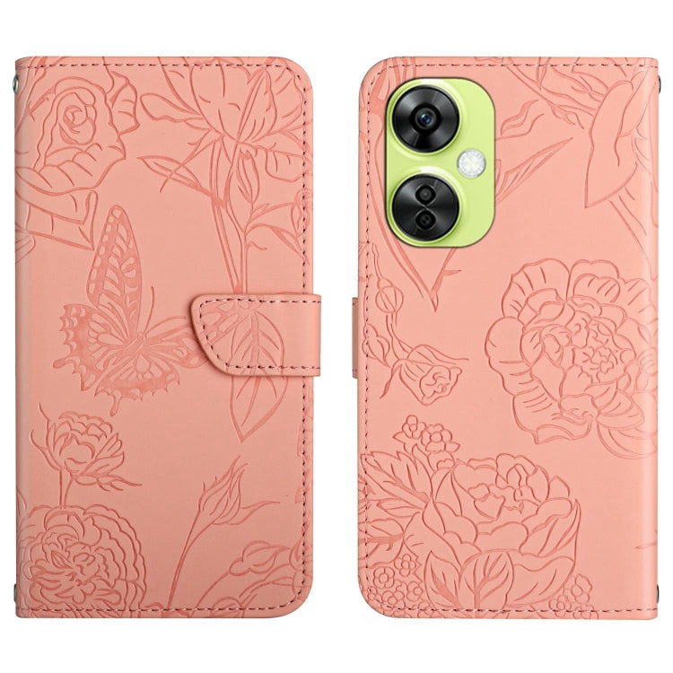 Custodia per cellulare in pelle goffrata con peonia a farfalla, For OnePlus 12R 5G Global, For OnePlus 12 5G Global, For OnePlus Nord CE 3 Lite