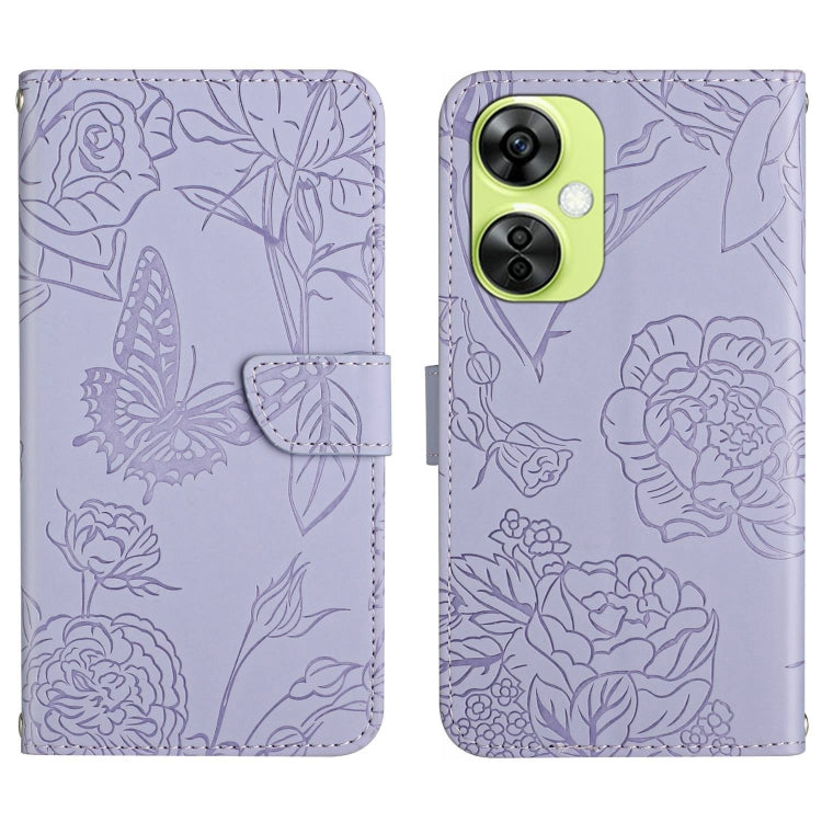Custodia per cellulare in pelle goffrata con peonia a farfalla, For OnePlus 12R 5G Global, For OnePlus 12 5G Global, For OnePlus Nord CE 3 Lite
