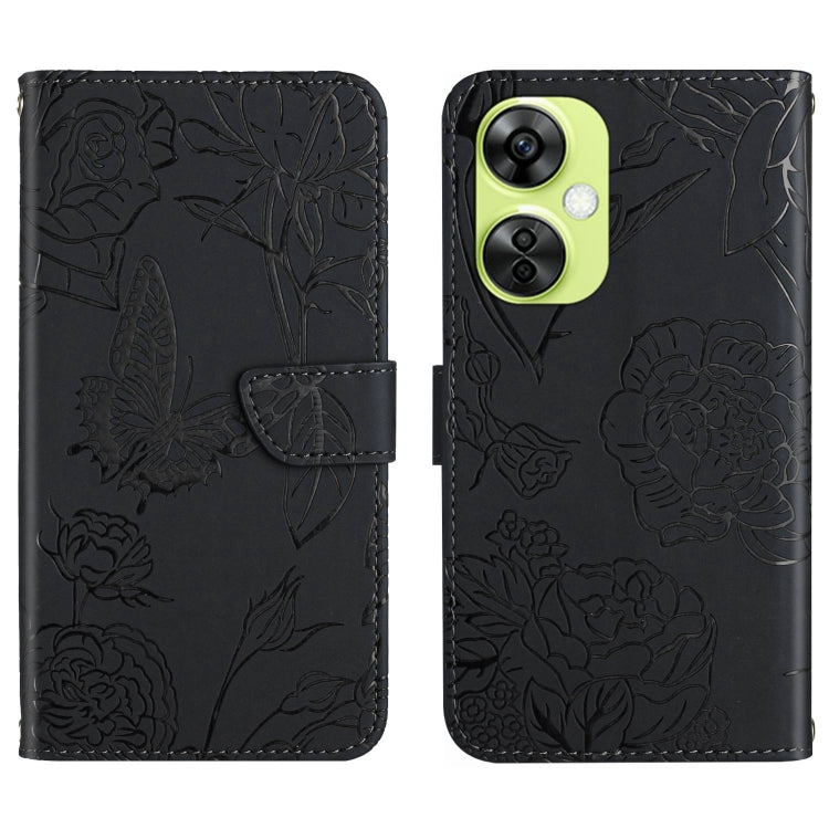 Custodia per cellulare in pelle goffrata con peonia a farfalla, For OnePlus 12R 5G Global, For OnePlus 12 5G Global, For OnePlus Nord CE 3 Lite