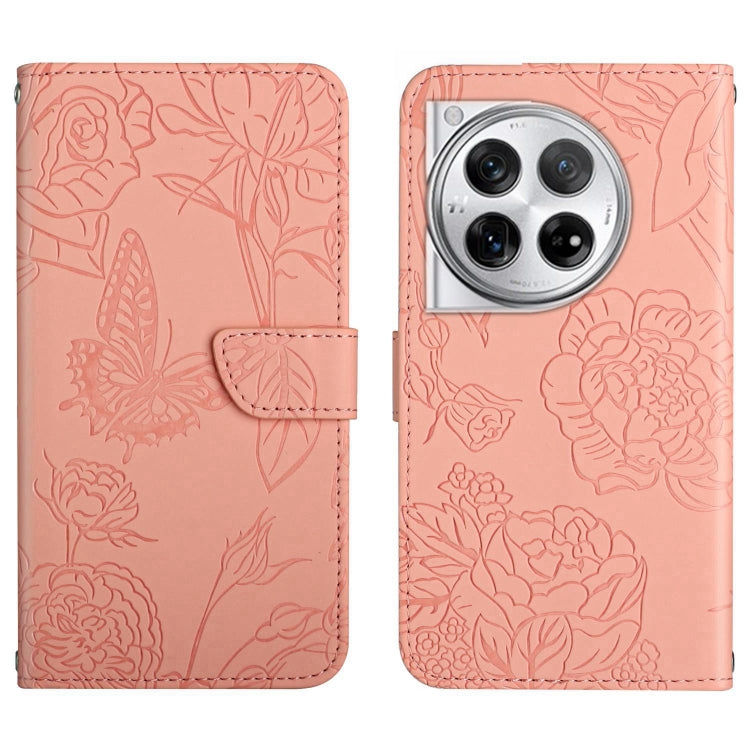 Custodia per cellulare in pelle goffrata con peonia a farfalla, For OnePlus 12R 5G Global, For OnePlus 12 5G Global, For OnePlus Nord CE 3 Lite