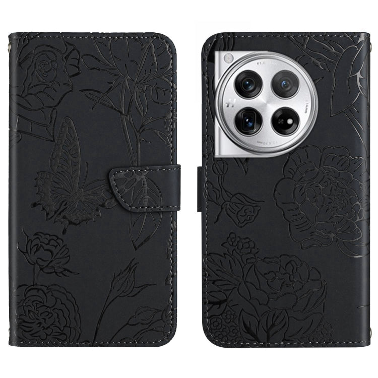 Custodia per cellulare in pelle goffrata con peonia a farfalla, For OnePlus 12R 5G Global, For OnePlus 12 5G Global, For OnePlus Nord CE 3 Lite